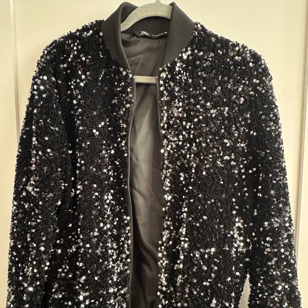 Zara - Sequined Women's Bomber Jacket - SMALL